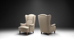 Carl Malmsten "Åldermannen" Winged Armchairs for O.H. Sjögren, Sweden, 1950s