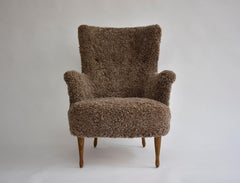 Carl Malmsten armchair 'Stora Furulid' in sheepskin for O.H.Sjögren ca. 1950