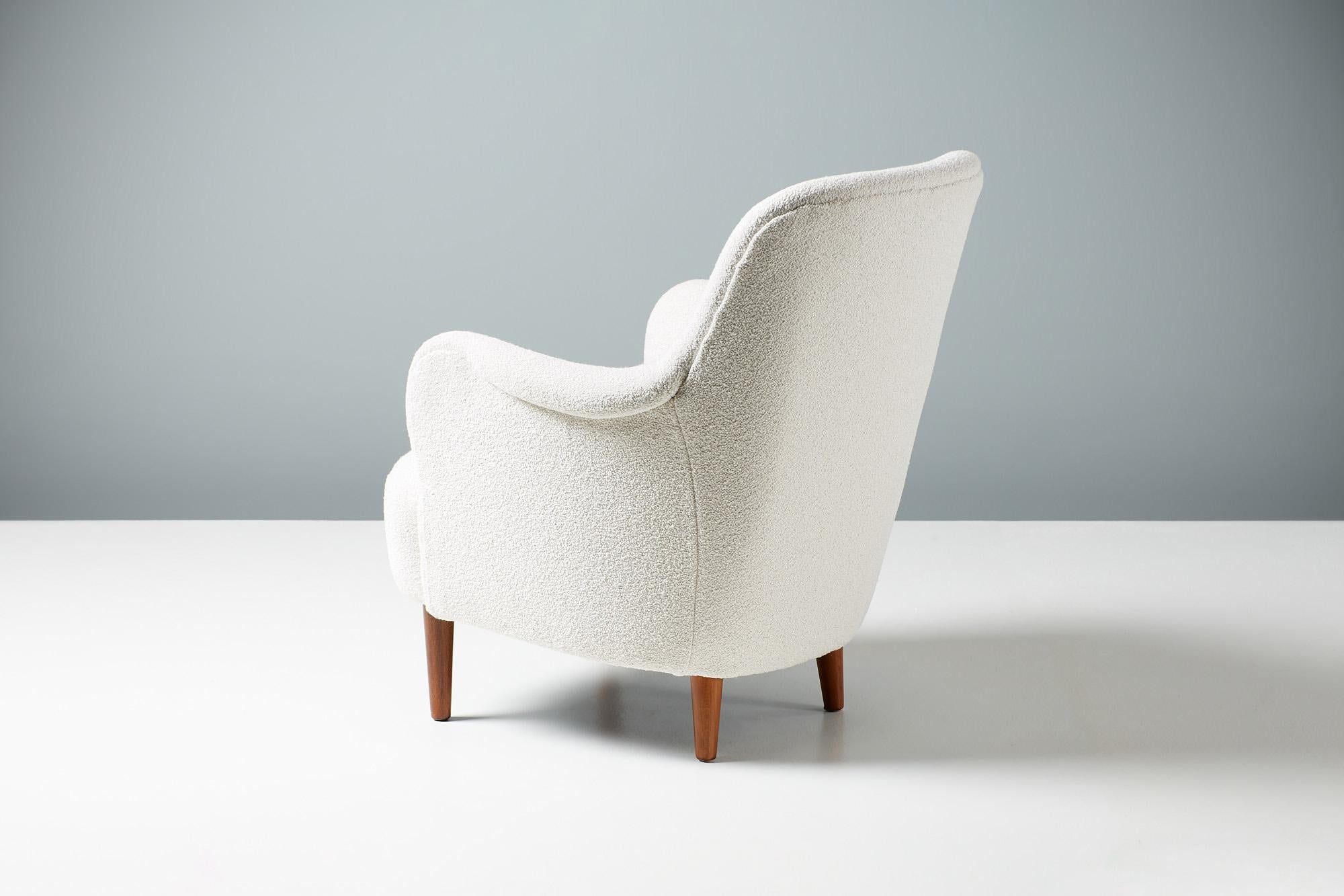 Wool Carl Malmsten Boucle Samsas Lounge Chair, 1950s For Sale