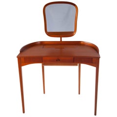 Carl Malmsten "Brigitta" Vanity, Mahogany Table with Mirror, Sweden, 1964