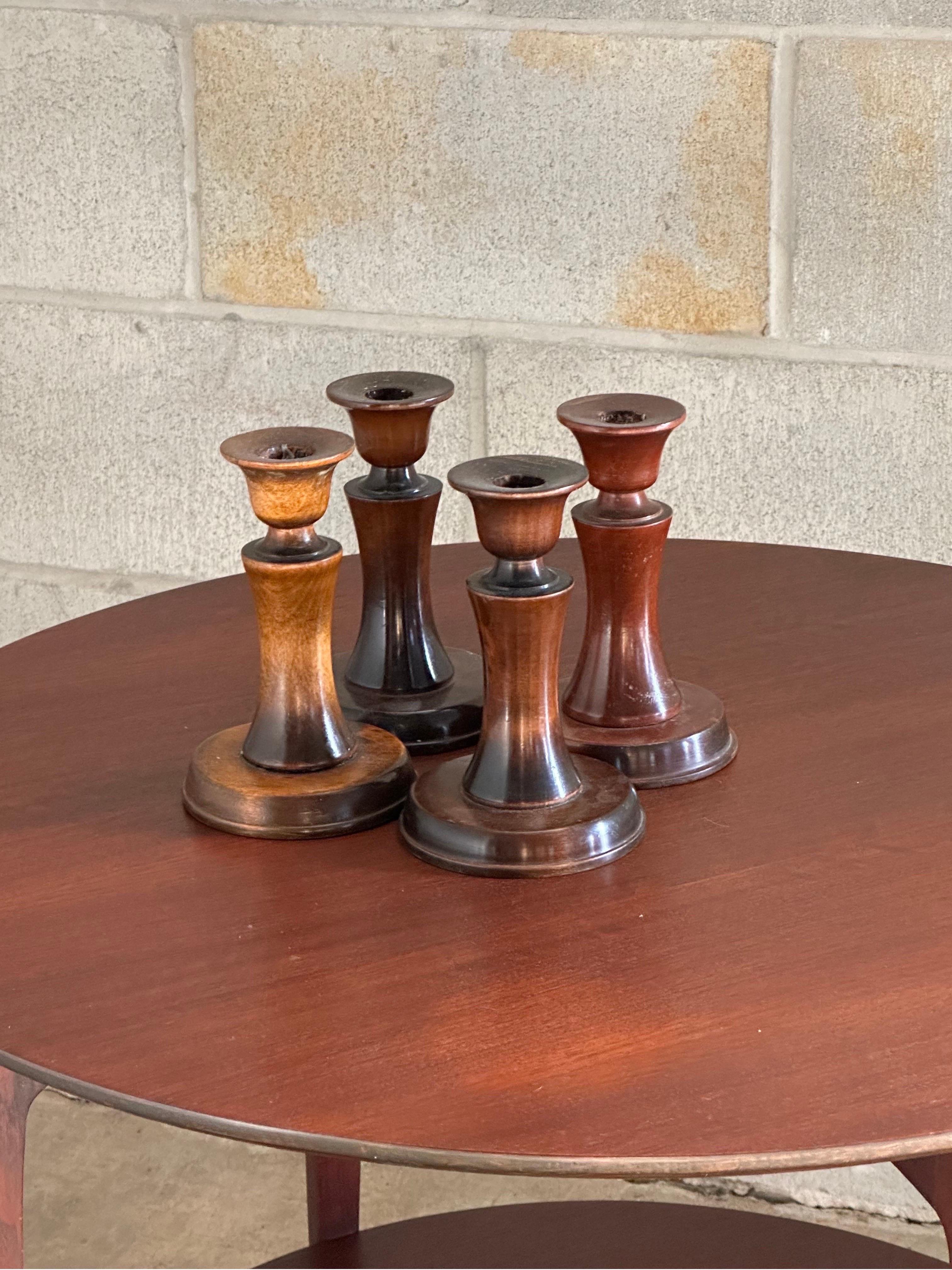 Swedish Carl Malmsten Candle Holders- Set of Four, Sweden, 1960s For Sale