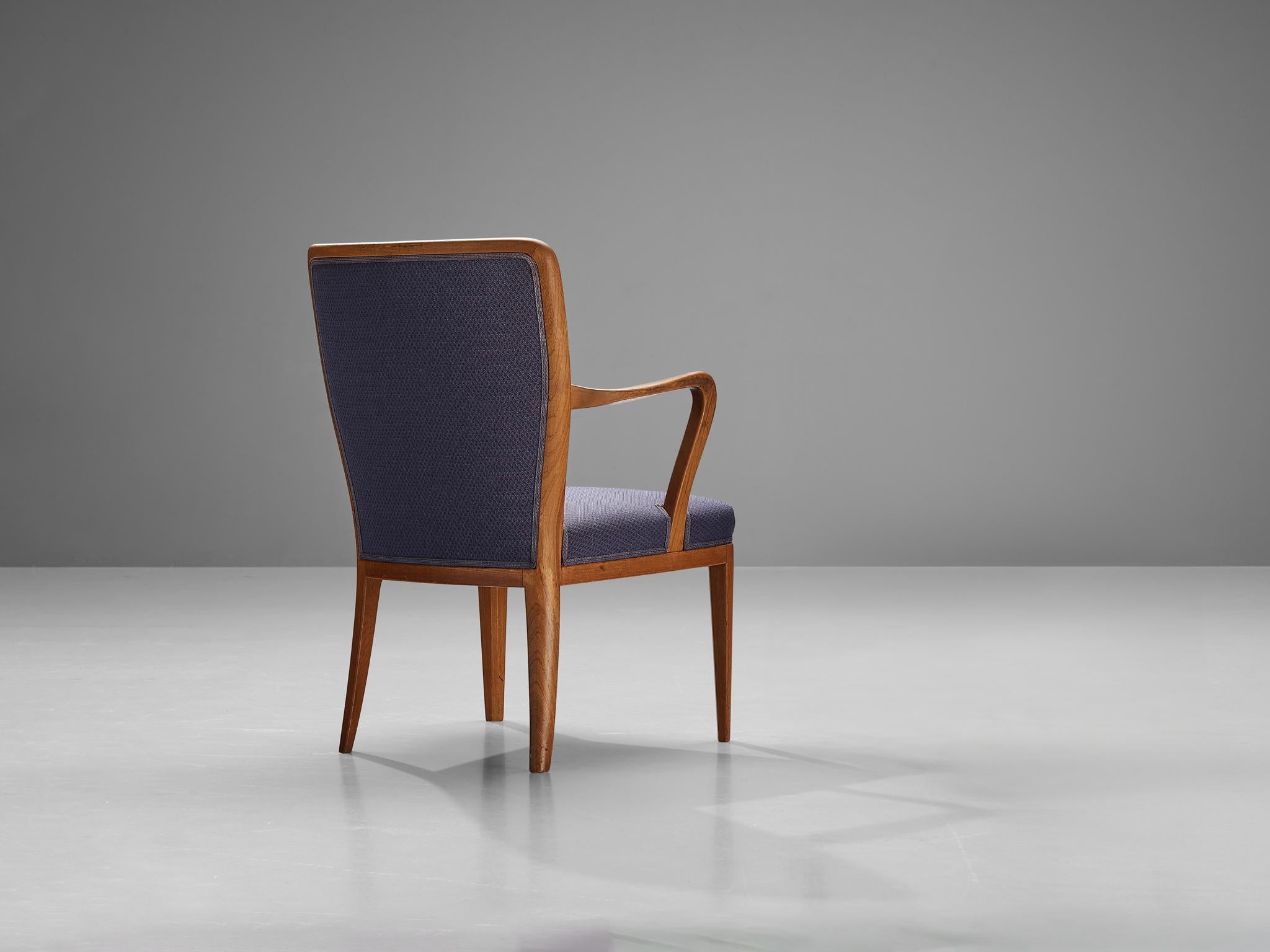 Mid-20th Century Carl Malmsten Dining Chair in Teak and Purple Upholstery 