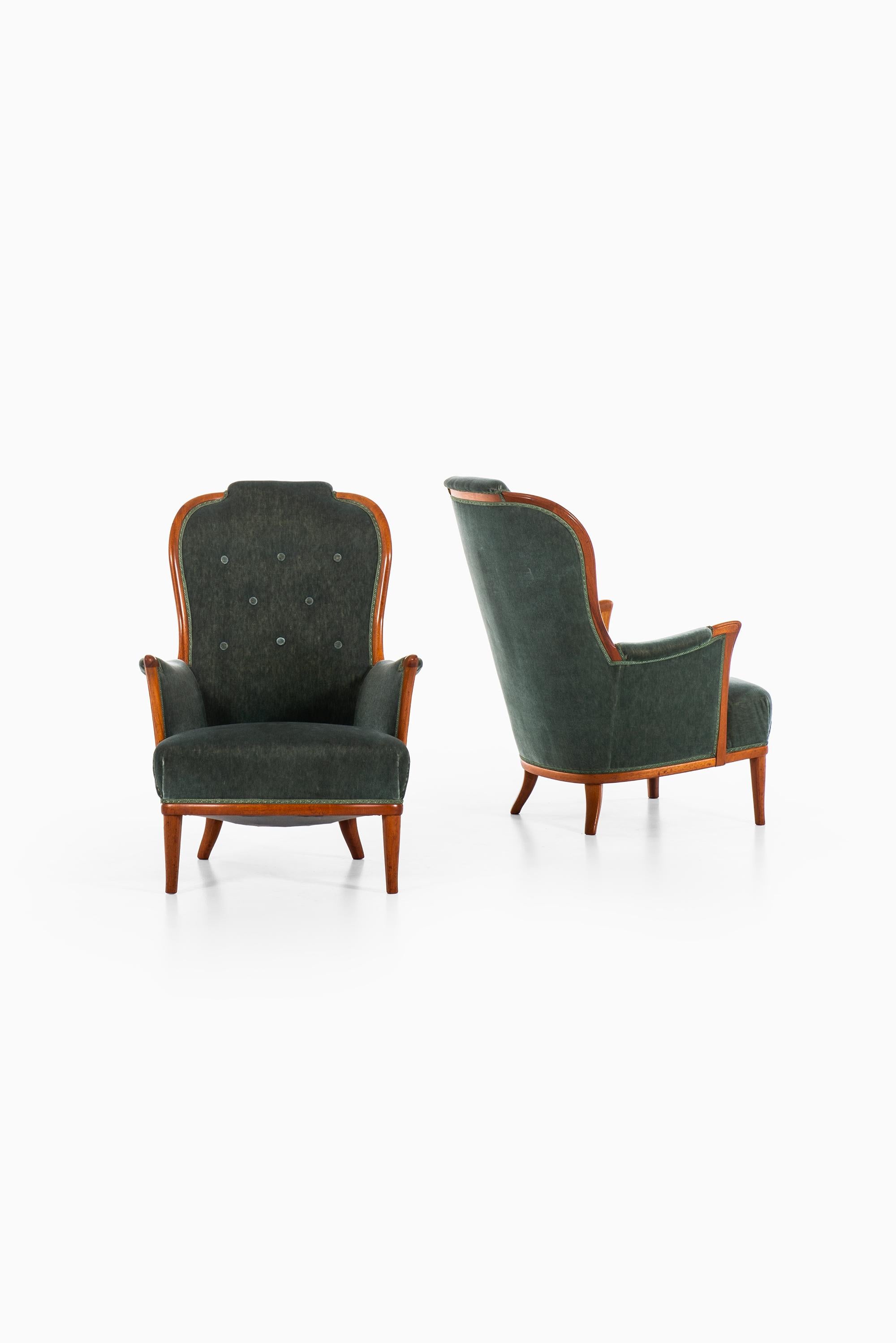 Pair of easy chairs model Vår fru designed by Carl Malmsten. Produced by Bodafors in Sweden.