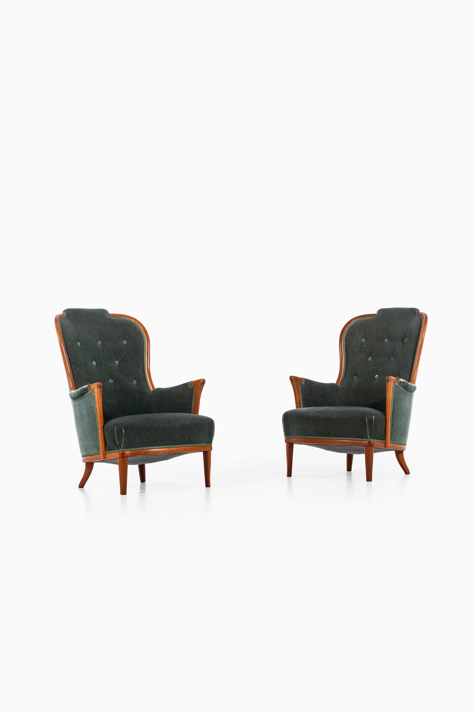 Swedish Carl Malmsten Easy Chairs Model Vår Fru Produced by Bodafors in Sweden