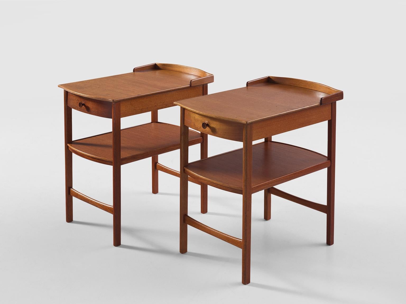 Scandinavian Modern Carl Malmsten for Bodafors Mahogany Side Tables