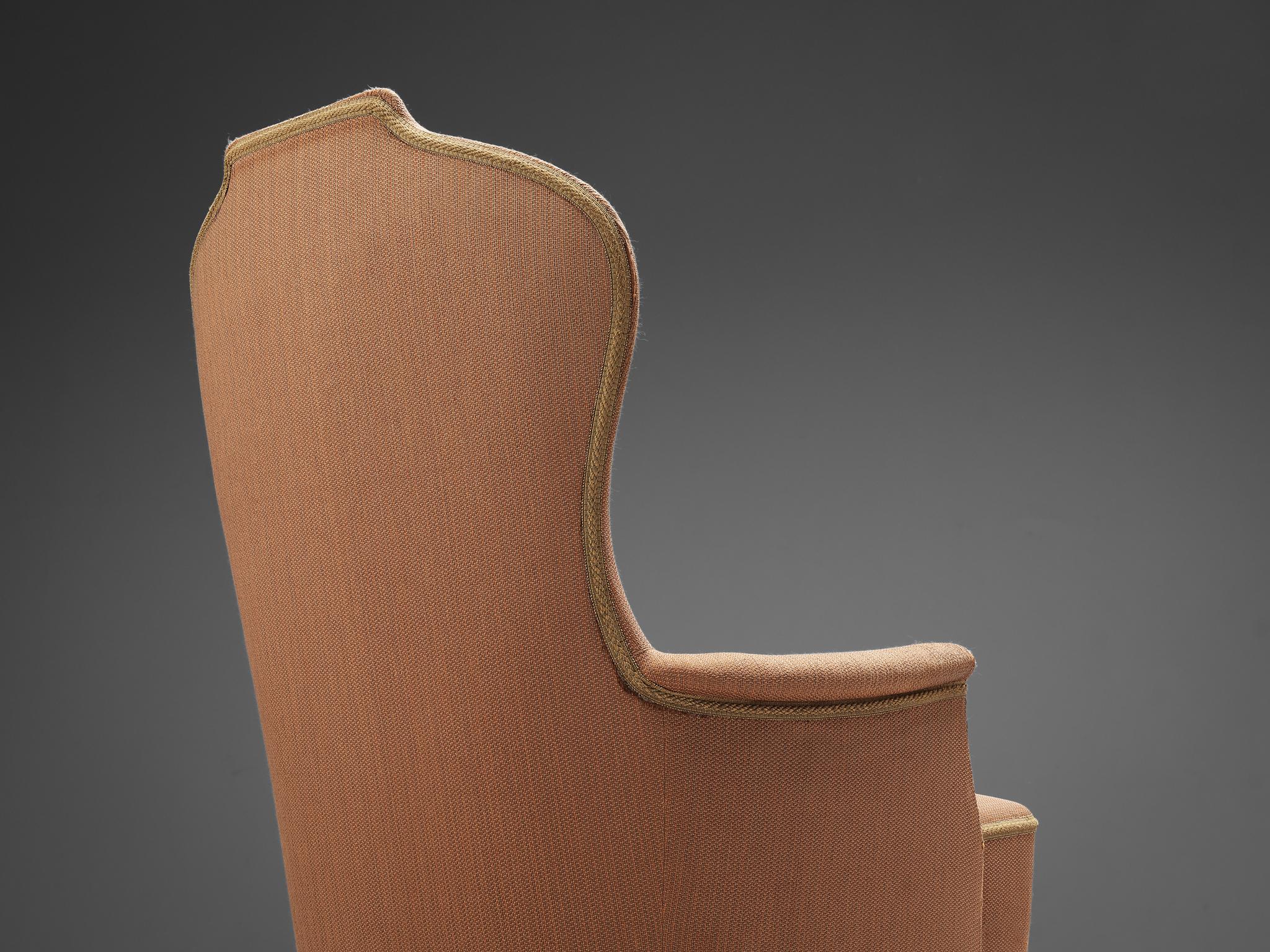 Milieu du XXe siècle Carl Malmsten pour O.H. Sjögren Chaise longue 'Farmor' en tissu rouge et brun