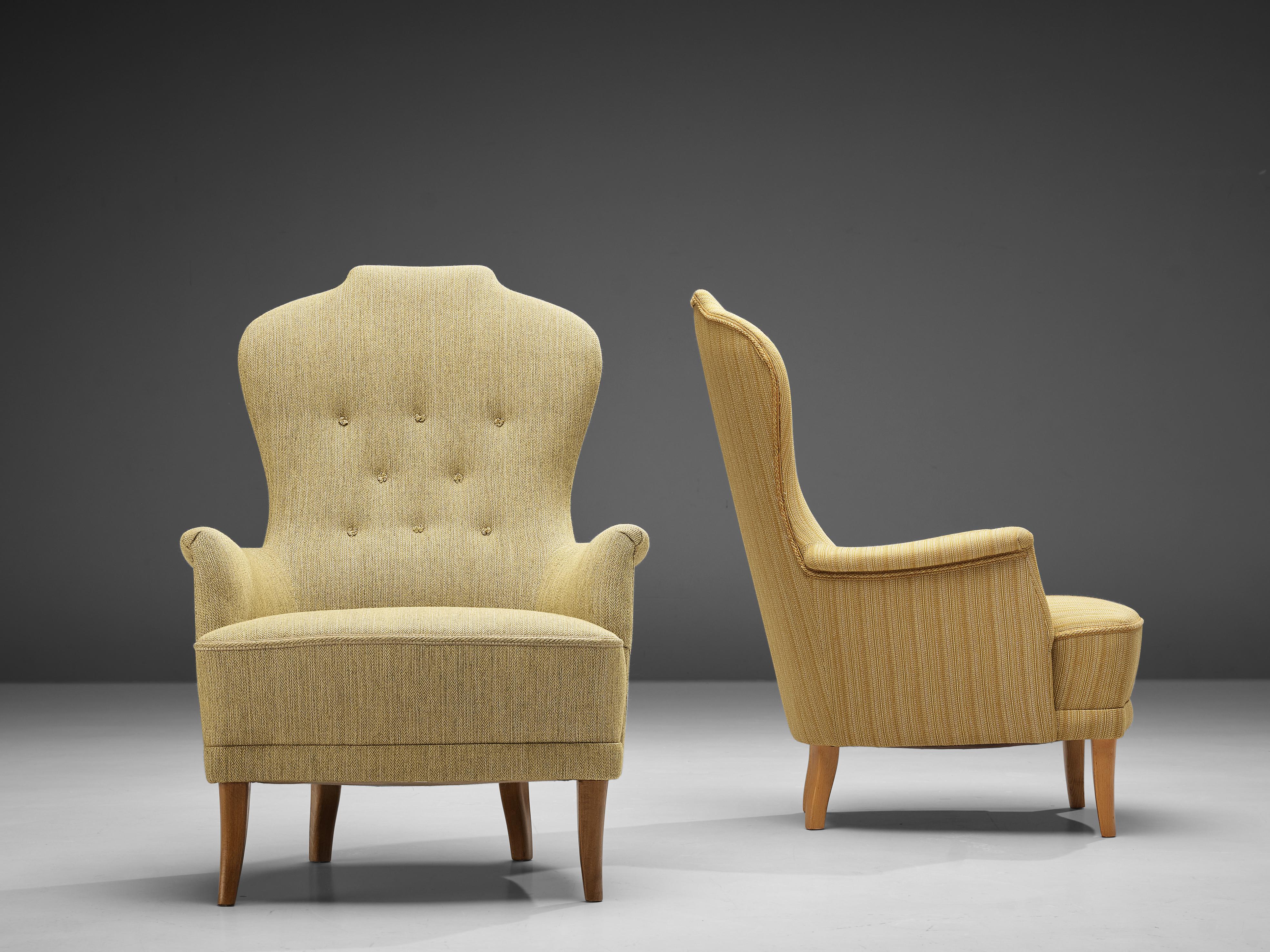 Scandinavian Modern Carl Malmsten for O. H. Sjögren Lounge Chairs Model ‘Farmor’ For Sale