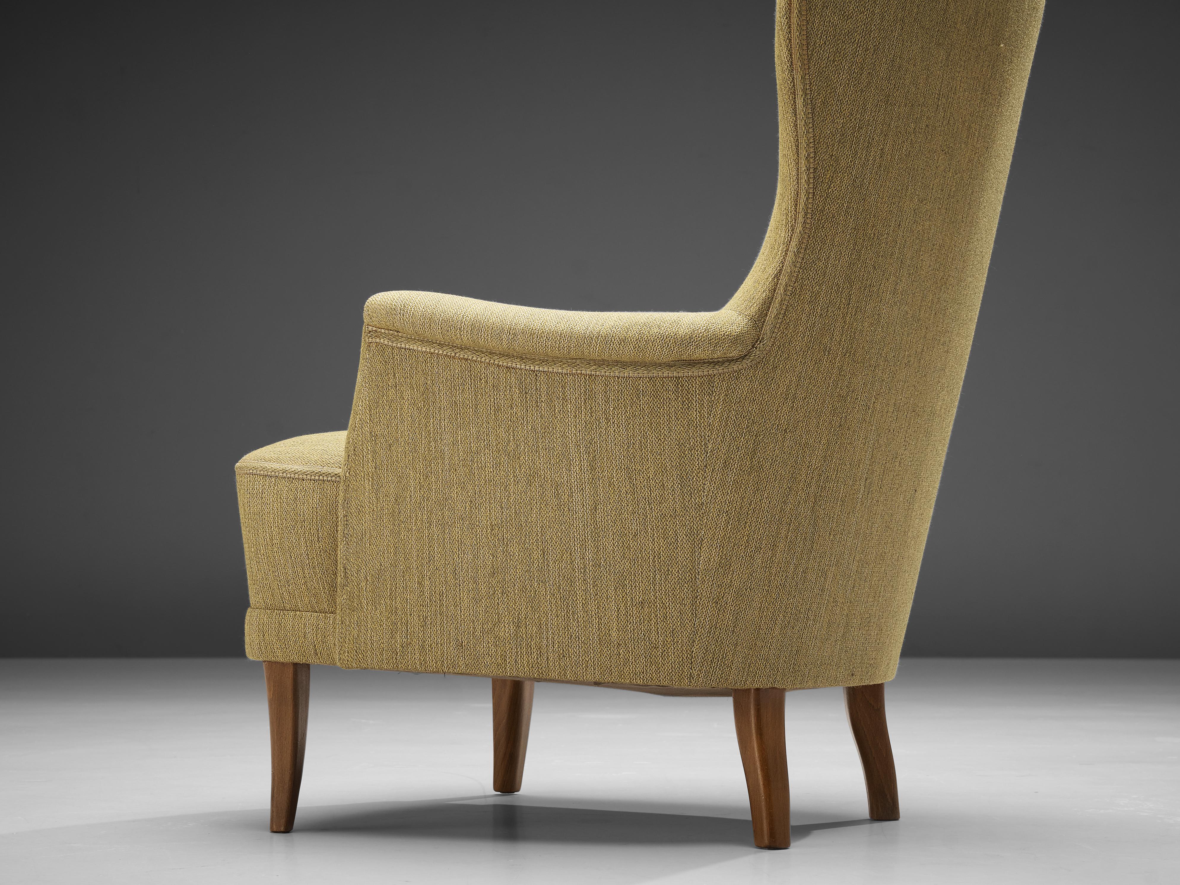 Chaises longues 'Farmor' de Carl Malmsten pour O.H. Sjögren en tissu jaune et vert 1