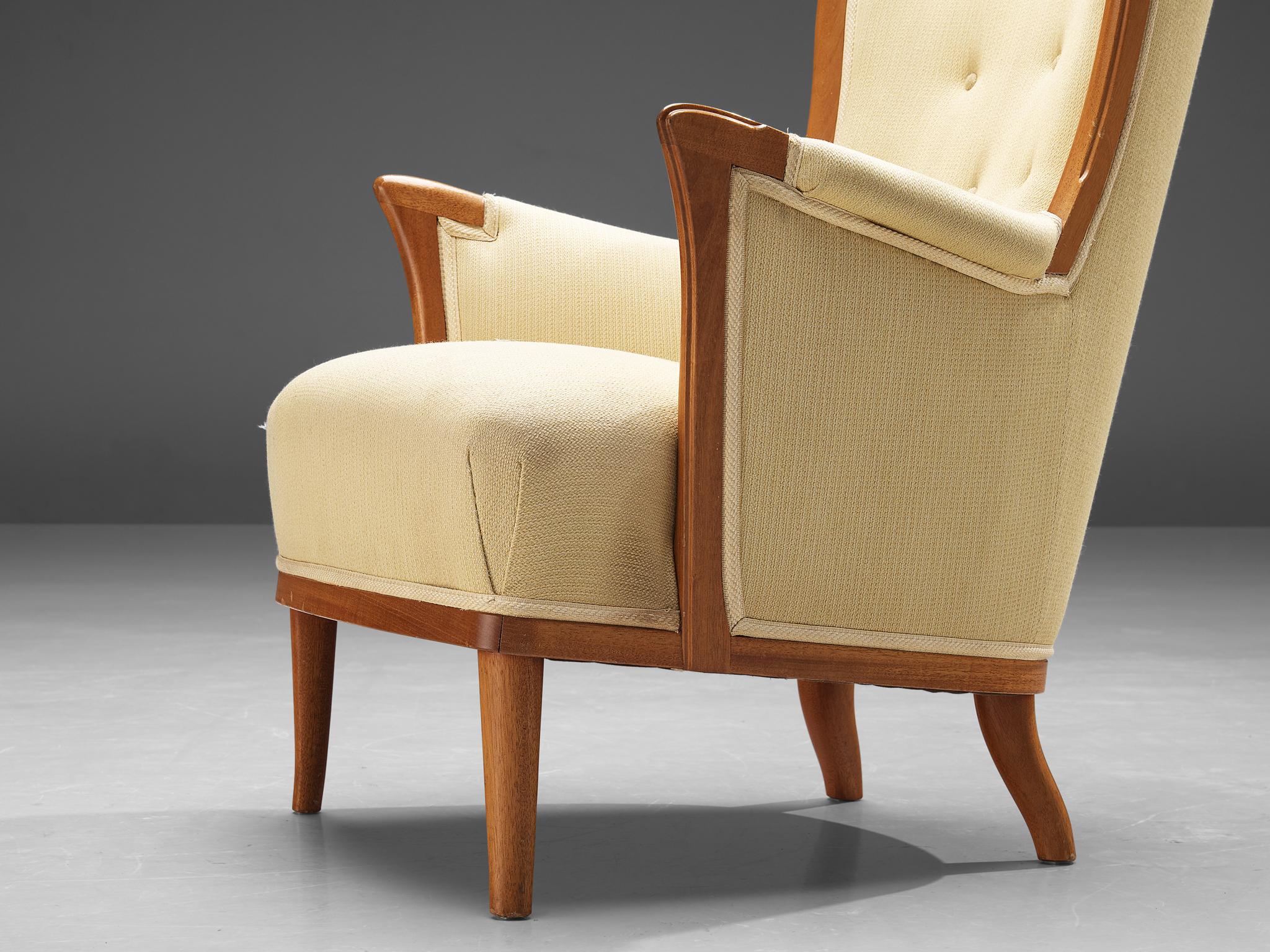Swedish Carl Malmsten for O.H. Sjögren 'Our Lady' Lounge Chair in Teak For Sale
