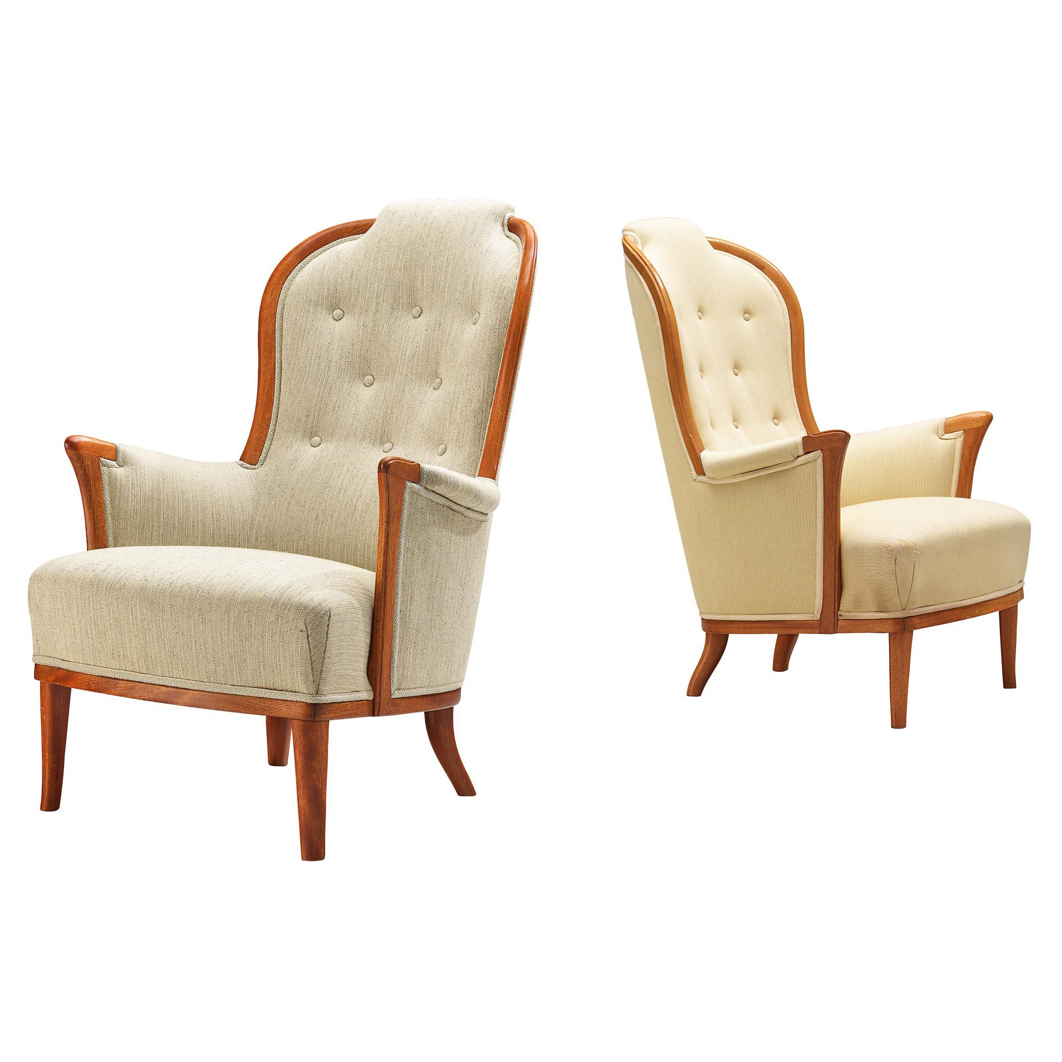 Carl Malmsten for O.H. Sjögren 'Our Lady' Lounge Chairs in Teak For Sale