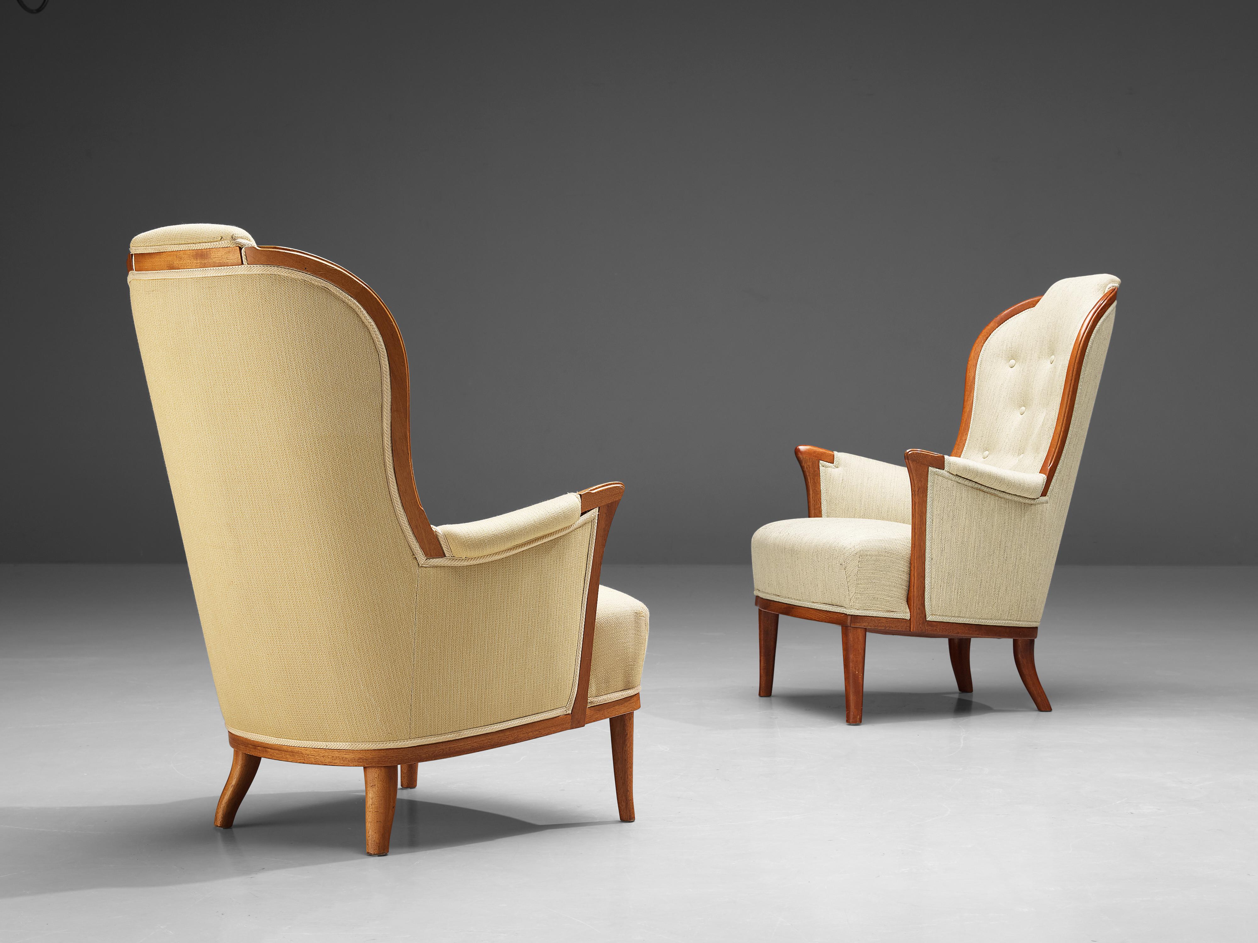 Carl Malmsten for O.H. Sjögren Pair of 'Our Lady' Lounge Chairs in Teak In Good Condition For Sale In Waalwijk, NL