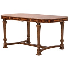 Carl Malmsten for SMF, Swedish Birch, Rosewood & Marquetry Writing/Dining Table