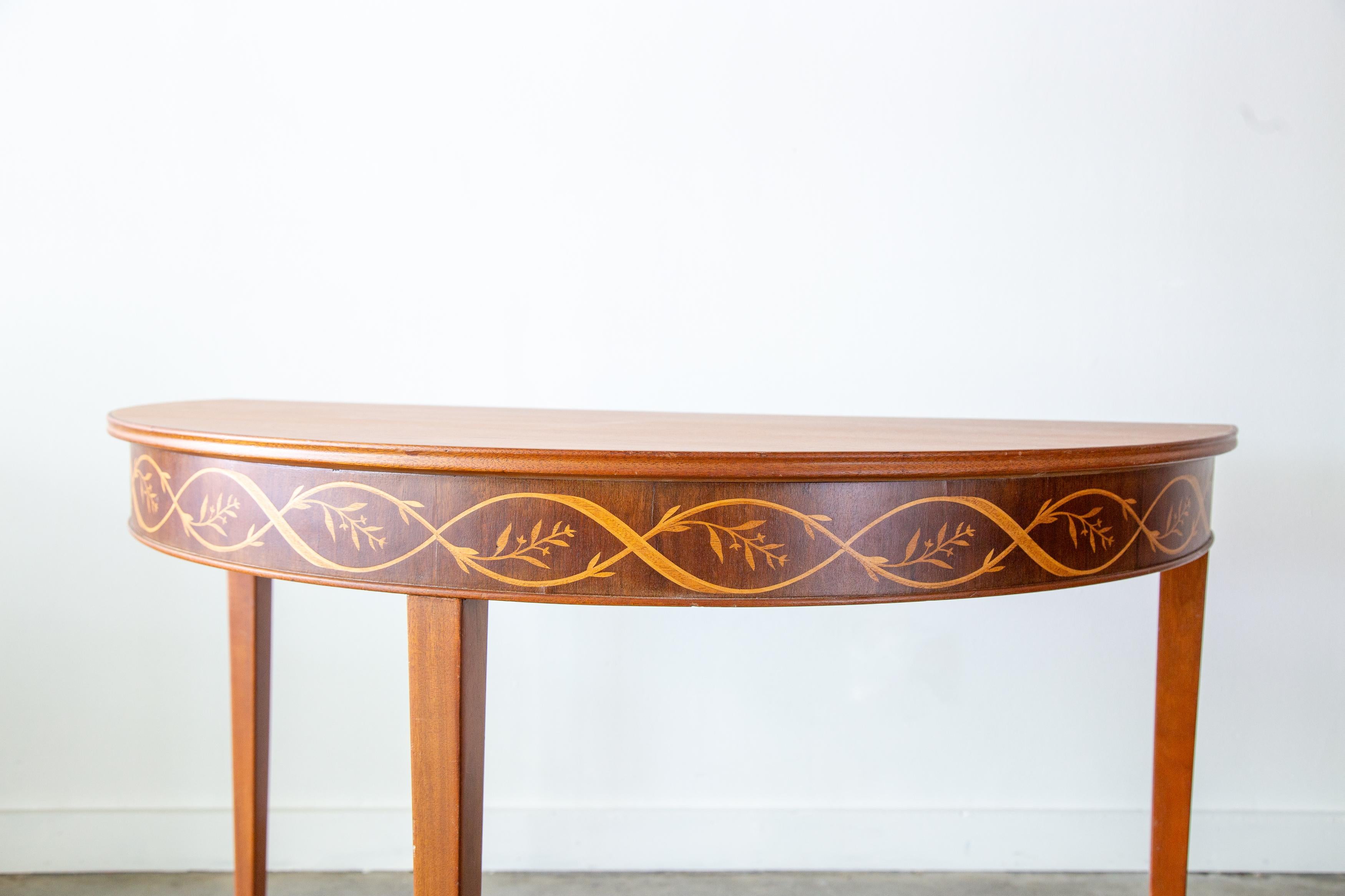 Carl Malmsten Inlaid Demi-Lune tables Sweden Circa 1950s  two available For Sale 3