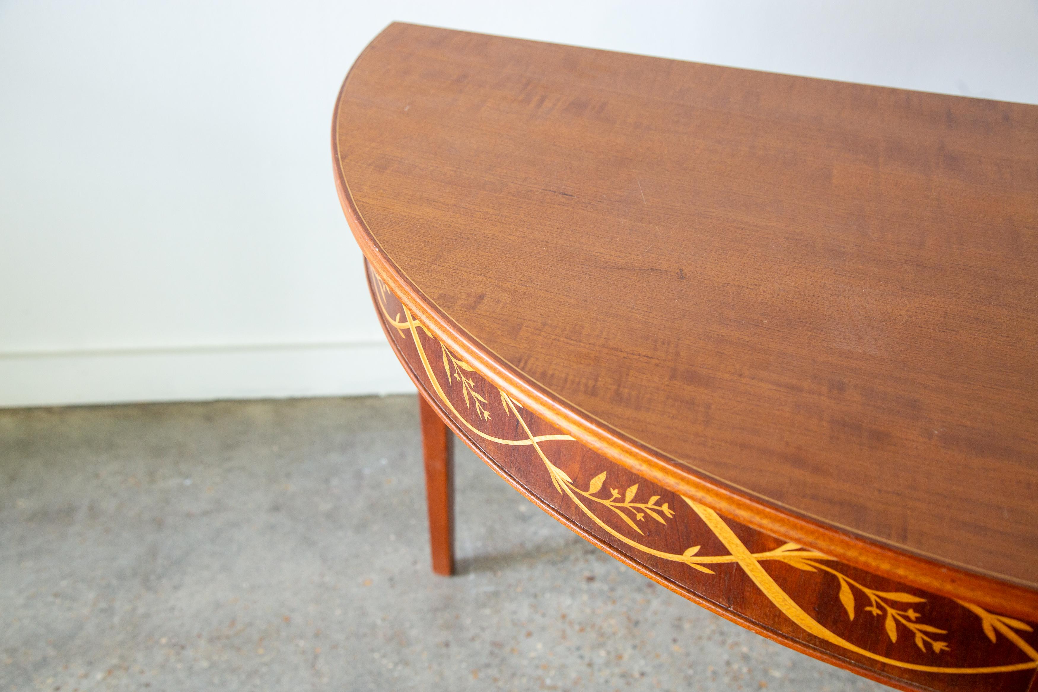 Mid-Century Modern Carl Malmsten Inlaid Demi-Lune tables Sweden Circa 1950s  two available For Sale