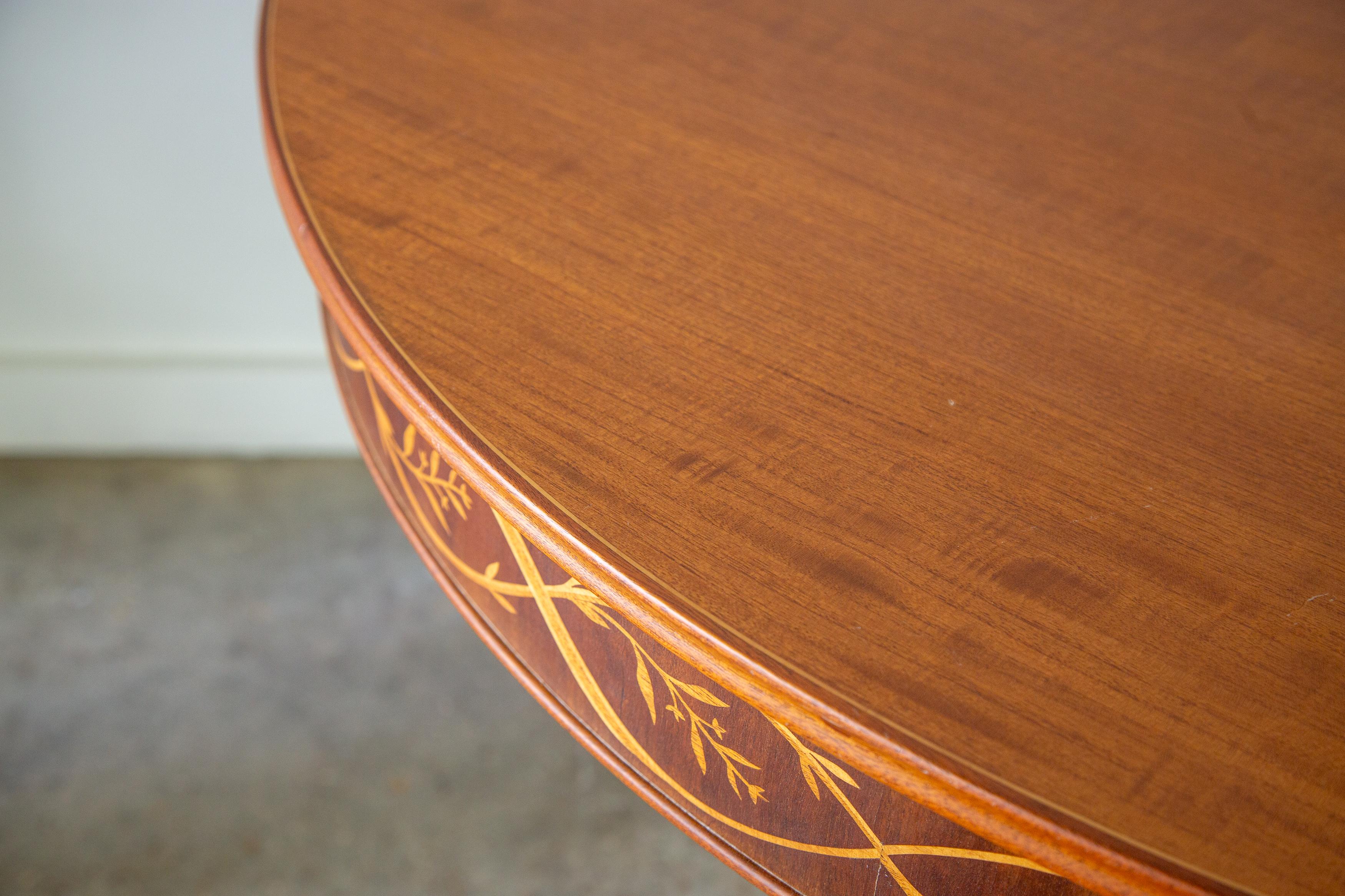 Swedish Carl Malmsten Inlaid Demi-Lune tables Sweden Circa 1950s  two available For Sale