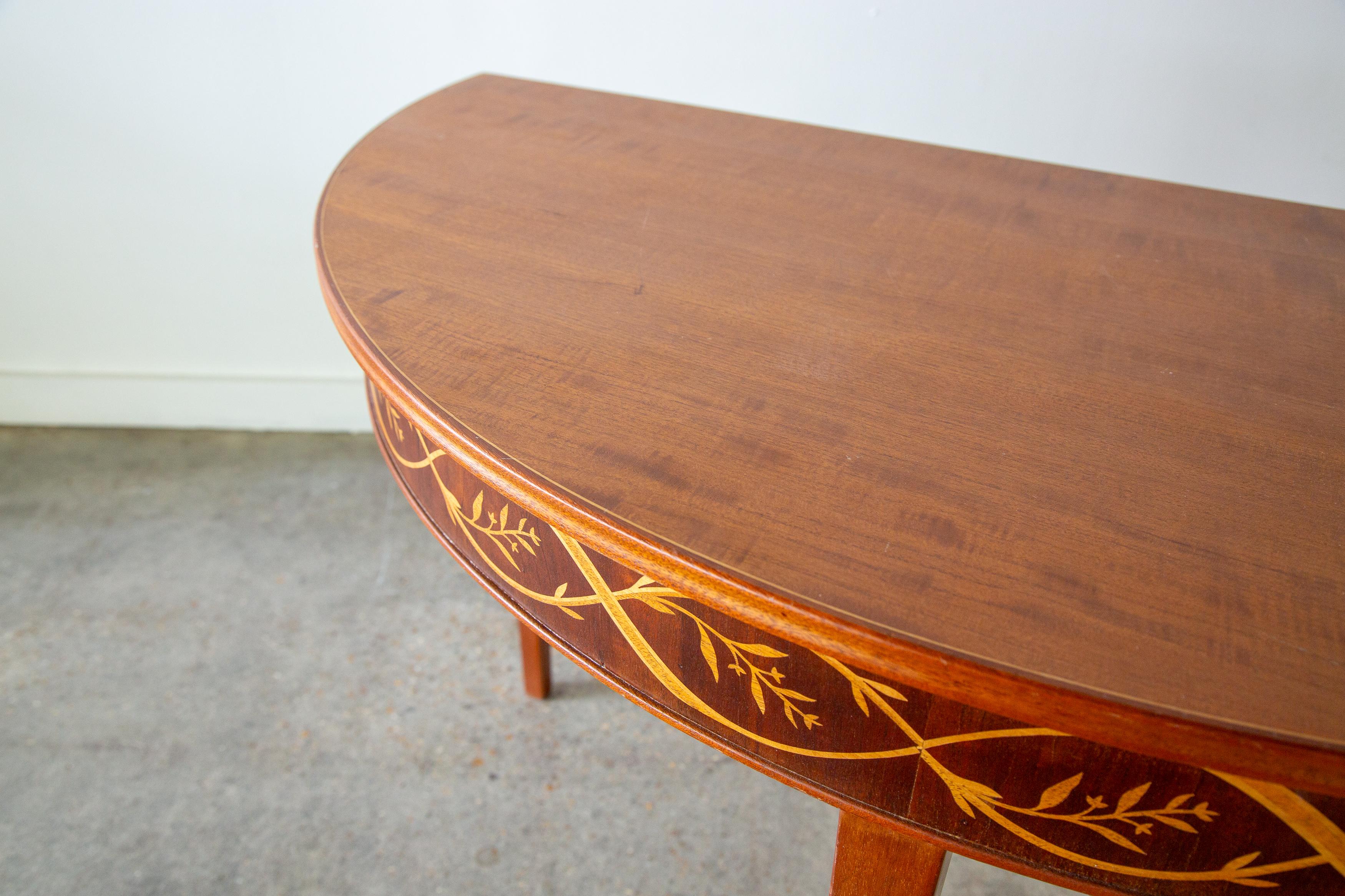 Mid-20th Century Carl Malmsten Inlaid Demi-Lune tables Sweden Circa 1950s  two available For Sale