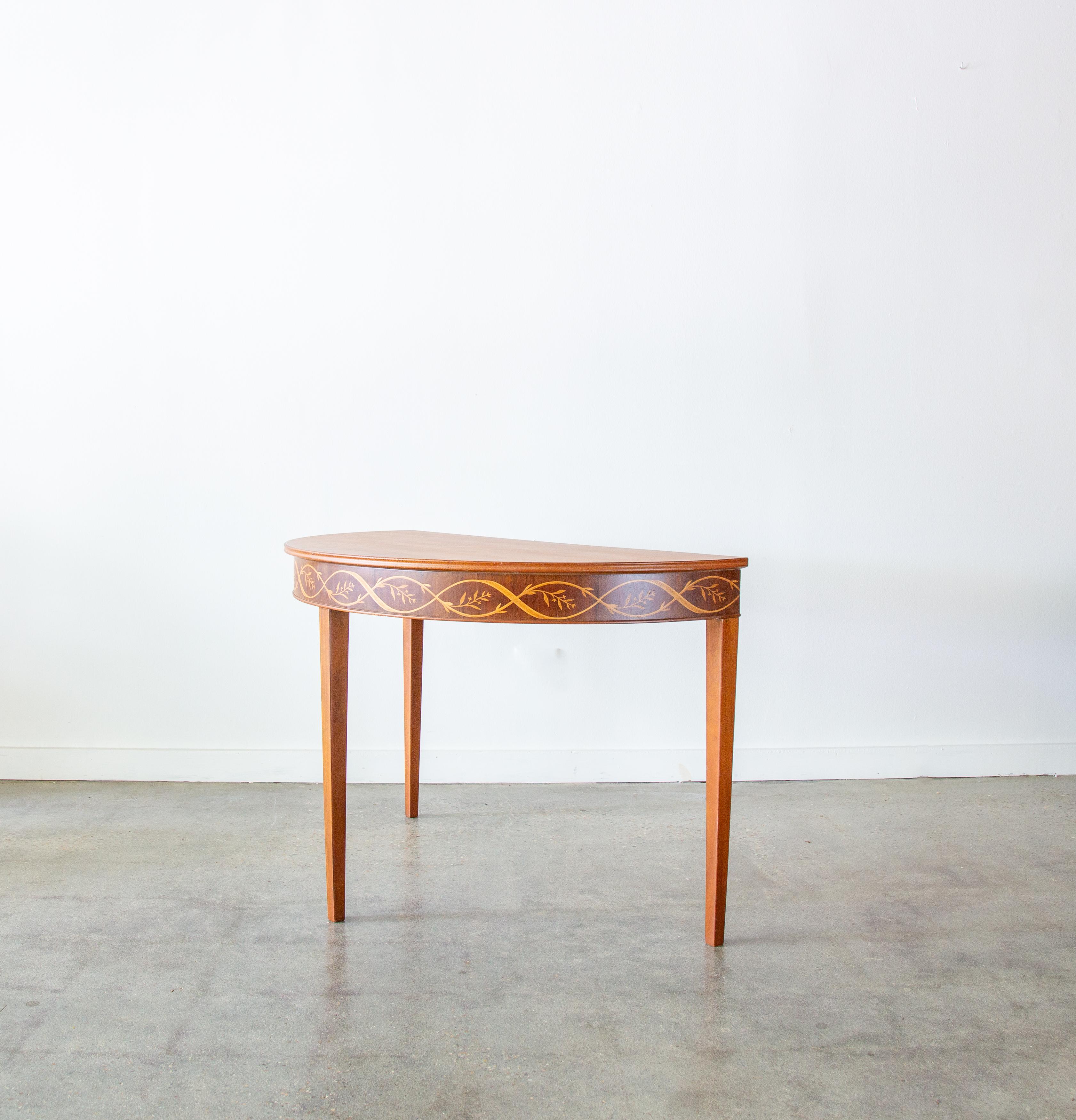 Carl Malmsten Inlaid Demi-Lune tables Sweden Circa 1950s  two available For Sale 1