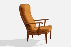 Carl Malmsten, Lounge Chair, Oak, Fabric, Sweden, 1950s