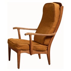 Carl Malmsten, Lounge-Sessel, Eiche, Stoff, Schweden, 1950er Jahre
