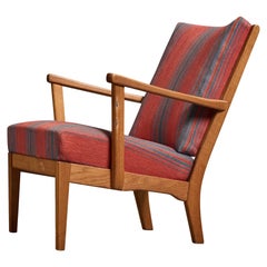 Carl Malmsten, fauteuil de salon, chêne, tissu, Suède, années 1960