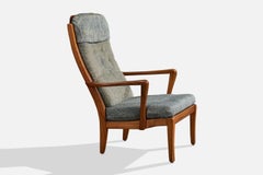 Carl Malmsten, Lounge Chair, Pine, Fabric, Sweden, 1960s