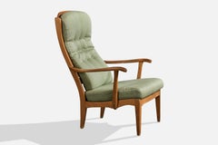 Carl Malmsten, Lounge Chair, Wood, Fabric, Sweden, 1950s