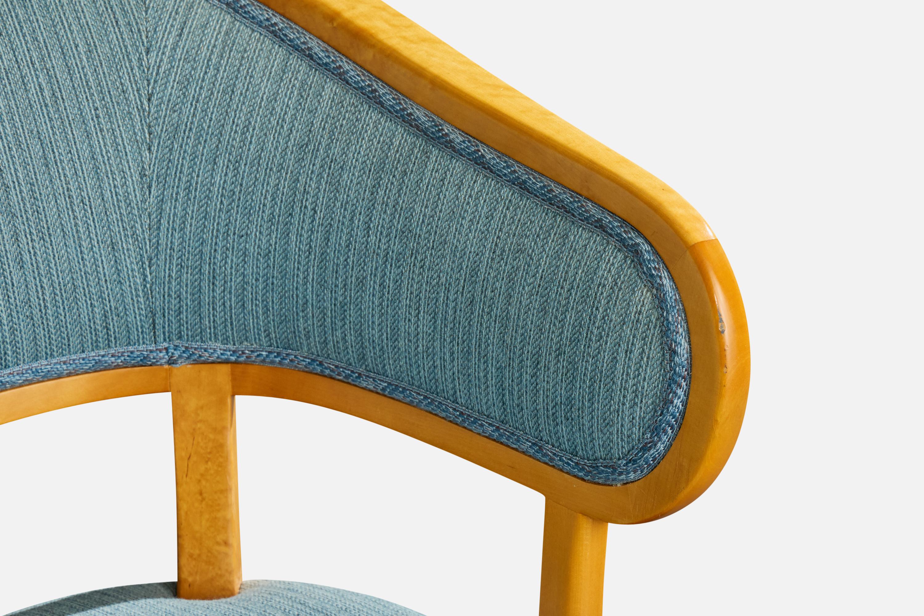 Carl Malmsten, Lounge Chairs, Birch, Fabric, Sweden, 1950s in vendita 3