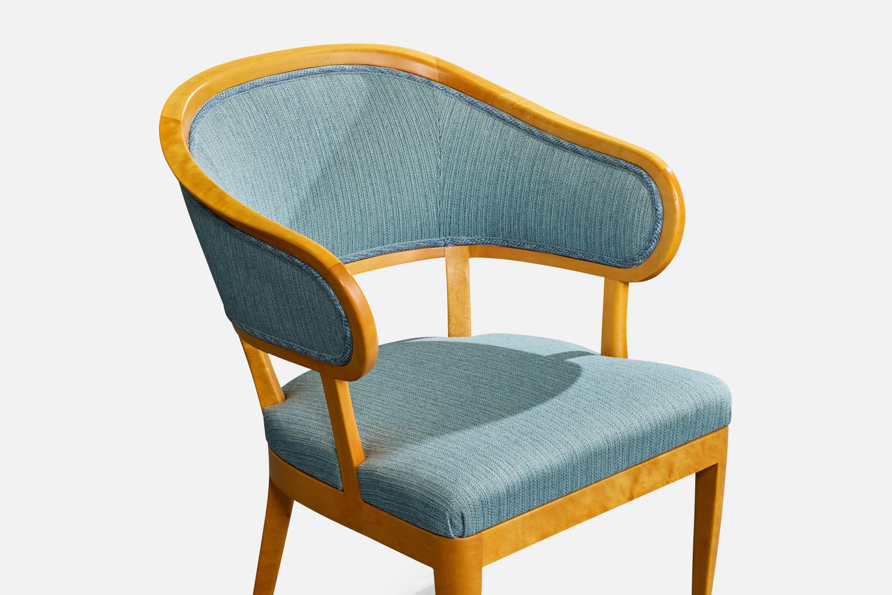 Carl Malmsten, Lounge Chairs, Birch, Fabric, Sweden, 1950s in vendita 1