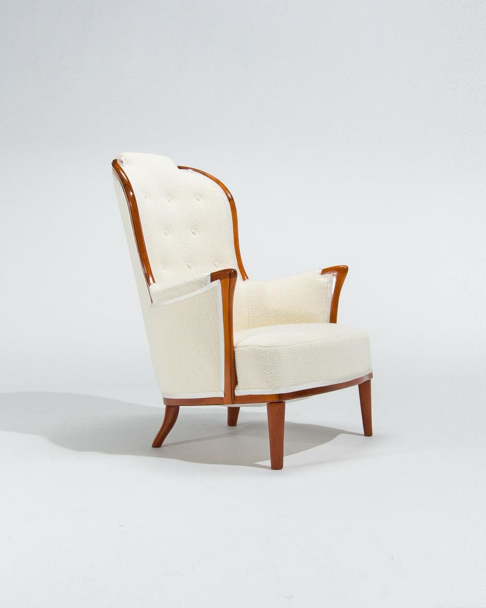 Suédois Chaises longues Carl Malmsten en bouclier crème, Suède, années 1950 en vente