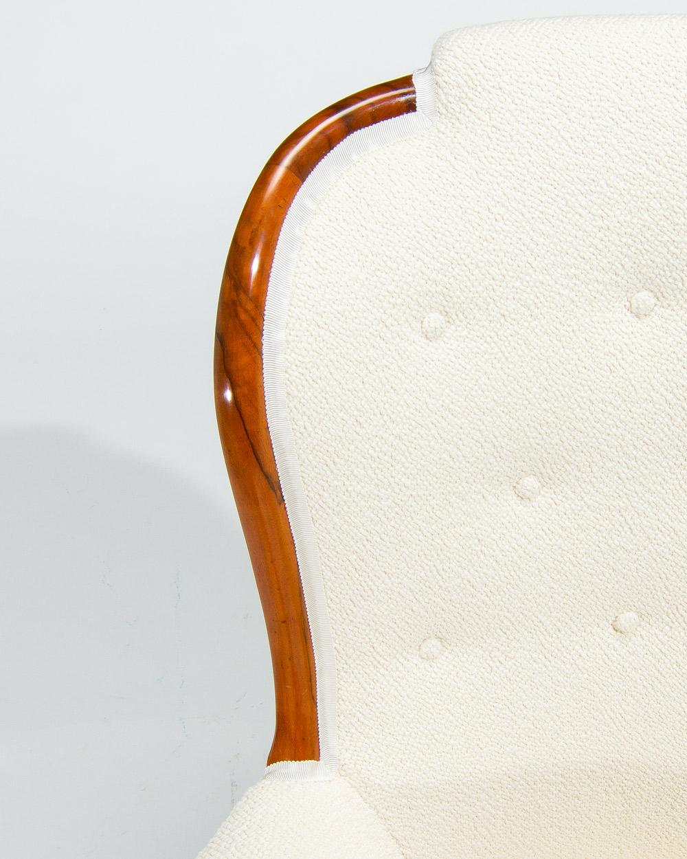 Chaises longues Carl Malmsten en bouclier crème, Suède, années 1950 en vente 1