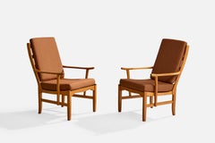 Carl Malmsten, Sedie da salotto, Pino, Tessuto, Svezia, anni '50