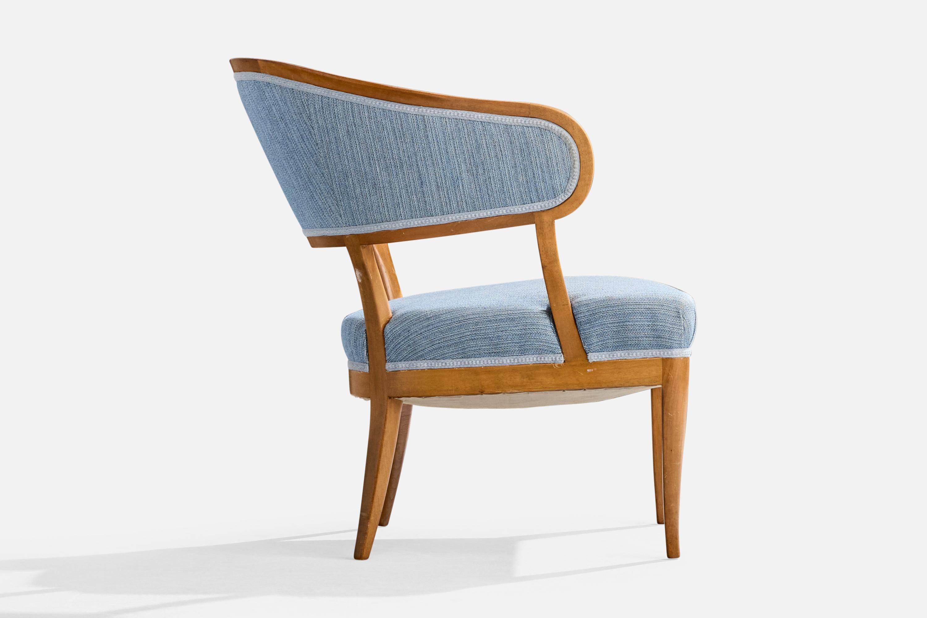 Carl Malmsten, Sedie da salotto, Noce, Tessuto, Svezia, anni '50 in vendita 1