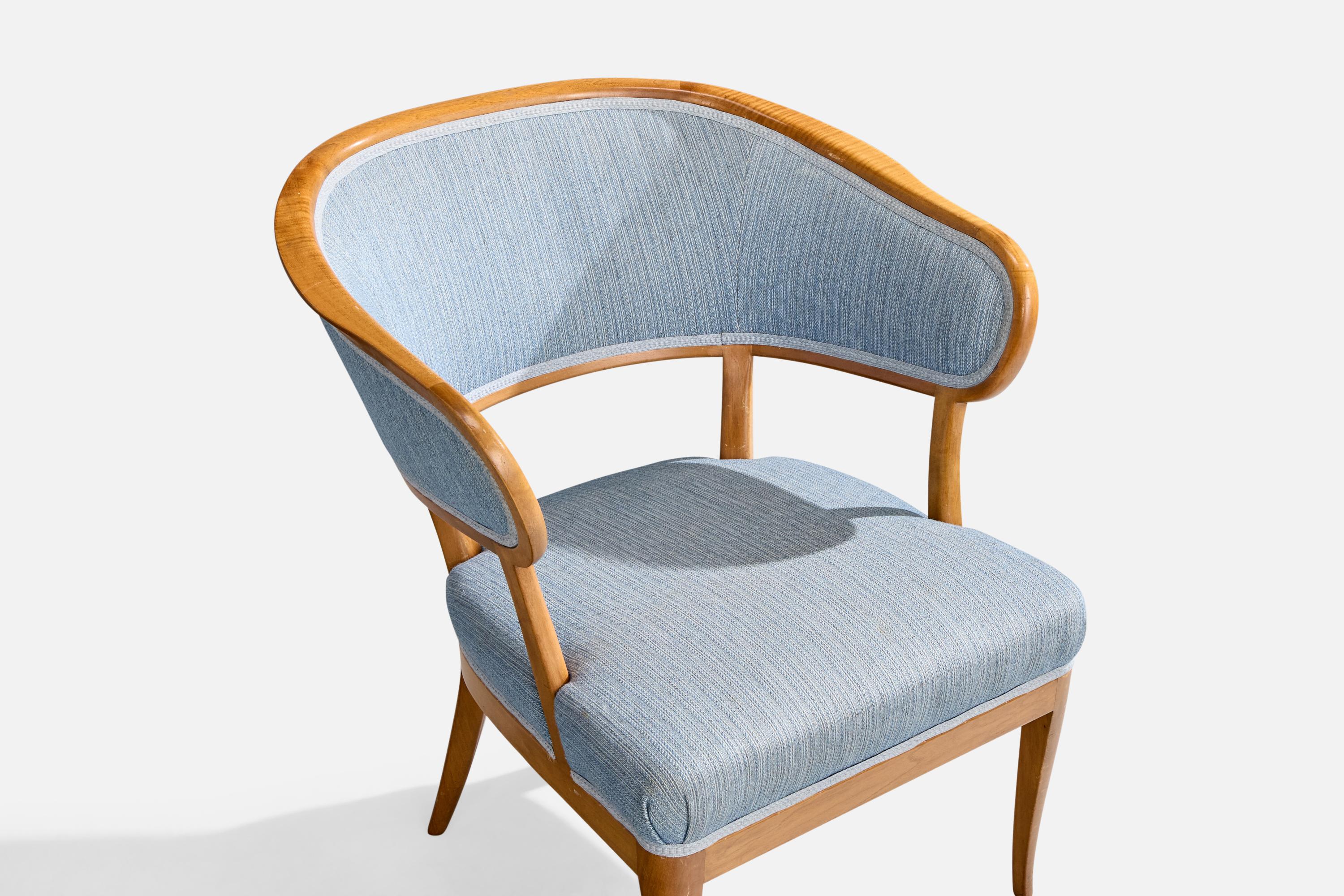 Carl Malmsten, Sedie da salotto, Noce, Tessuto, Svezia, anni '50 in vendita 2