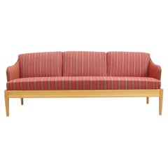 Carl Malmsten MidCentury Sofa with Birch Frame & Original Red Striped Upholstery