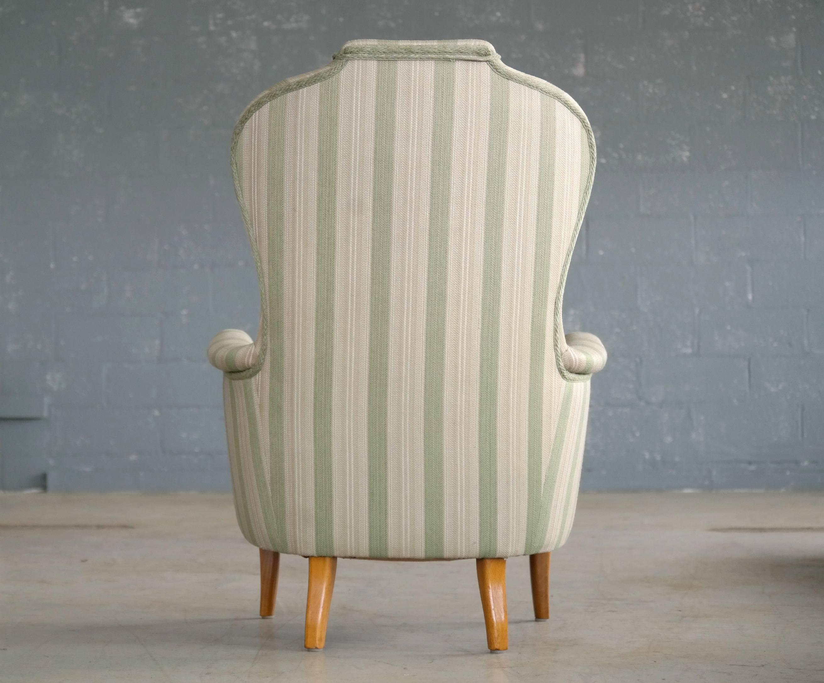 Wool Carl Malmsten Model 'Farmor' Lounge Chair Scandinavian Midcentury