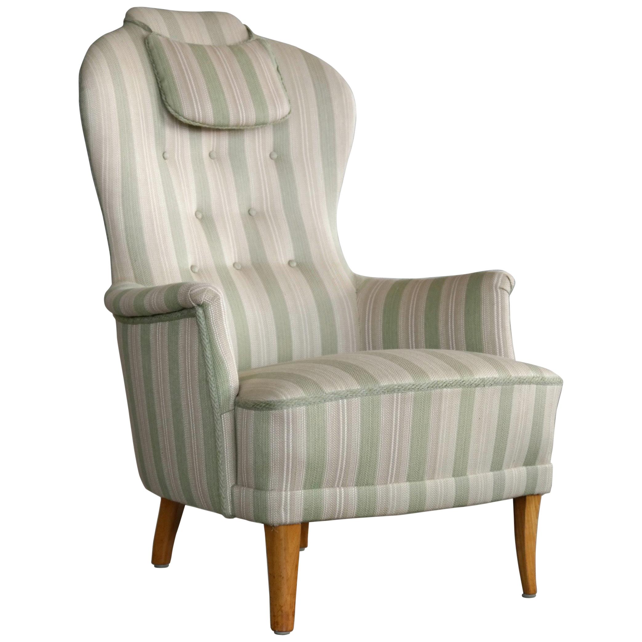Carl Malmsten Model 'Farmor' Lounge Chair Scandinavian Midcentury
