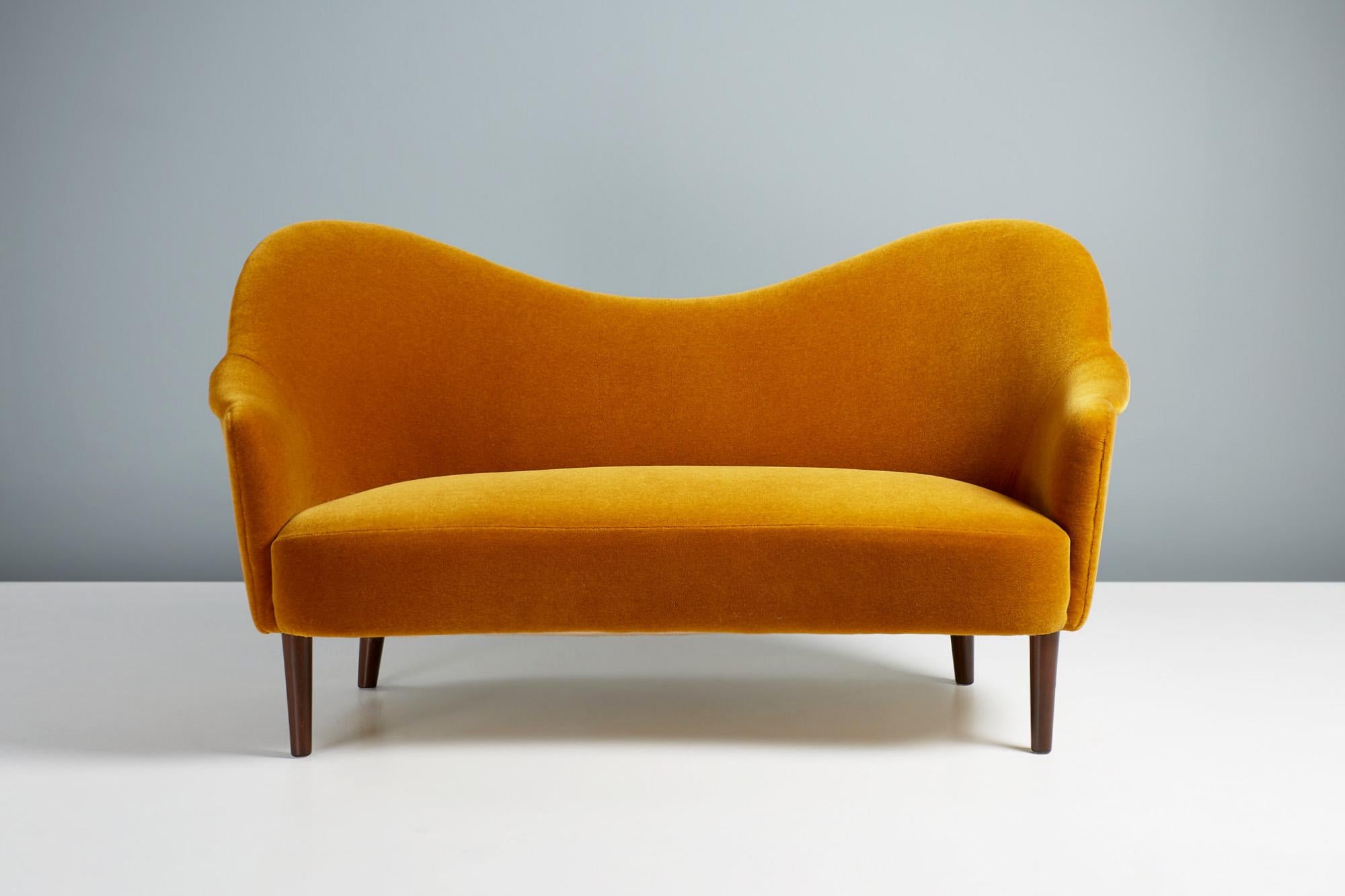 Swedish Carl Malmsten Vintage Samspel Sofa in Mohair Velvet 1950s 