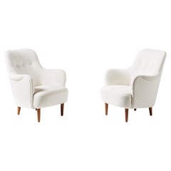 Carl Malmsten Used Samsas Chairs in Off-White Boucle