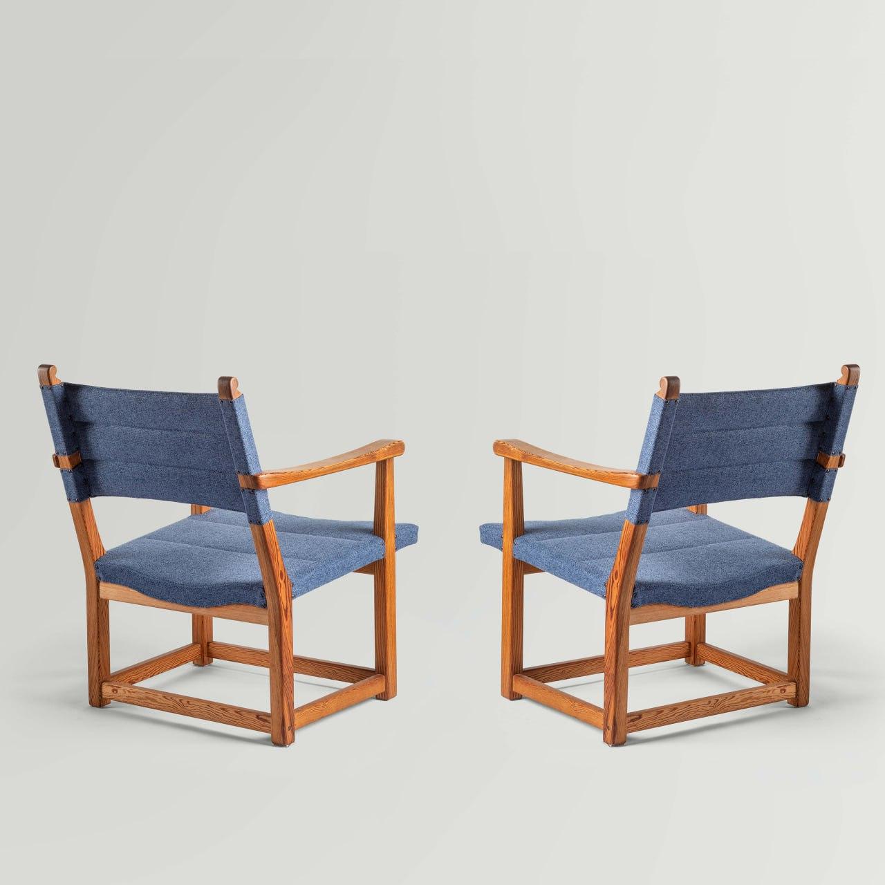 Tissu Carl Malmsten Paire de fauteuils 