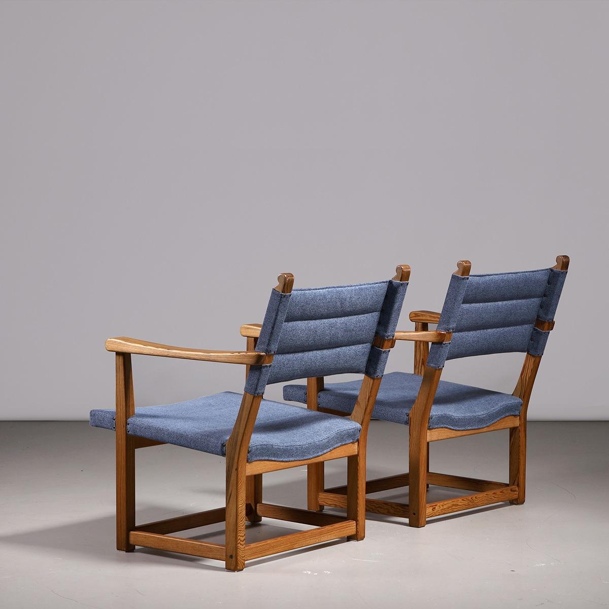 Swedish Carl Malmsten Pair of 'Hängsits' Armchairs in Solid Pine, 1947 For Sale