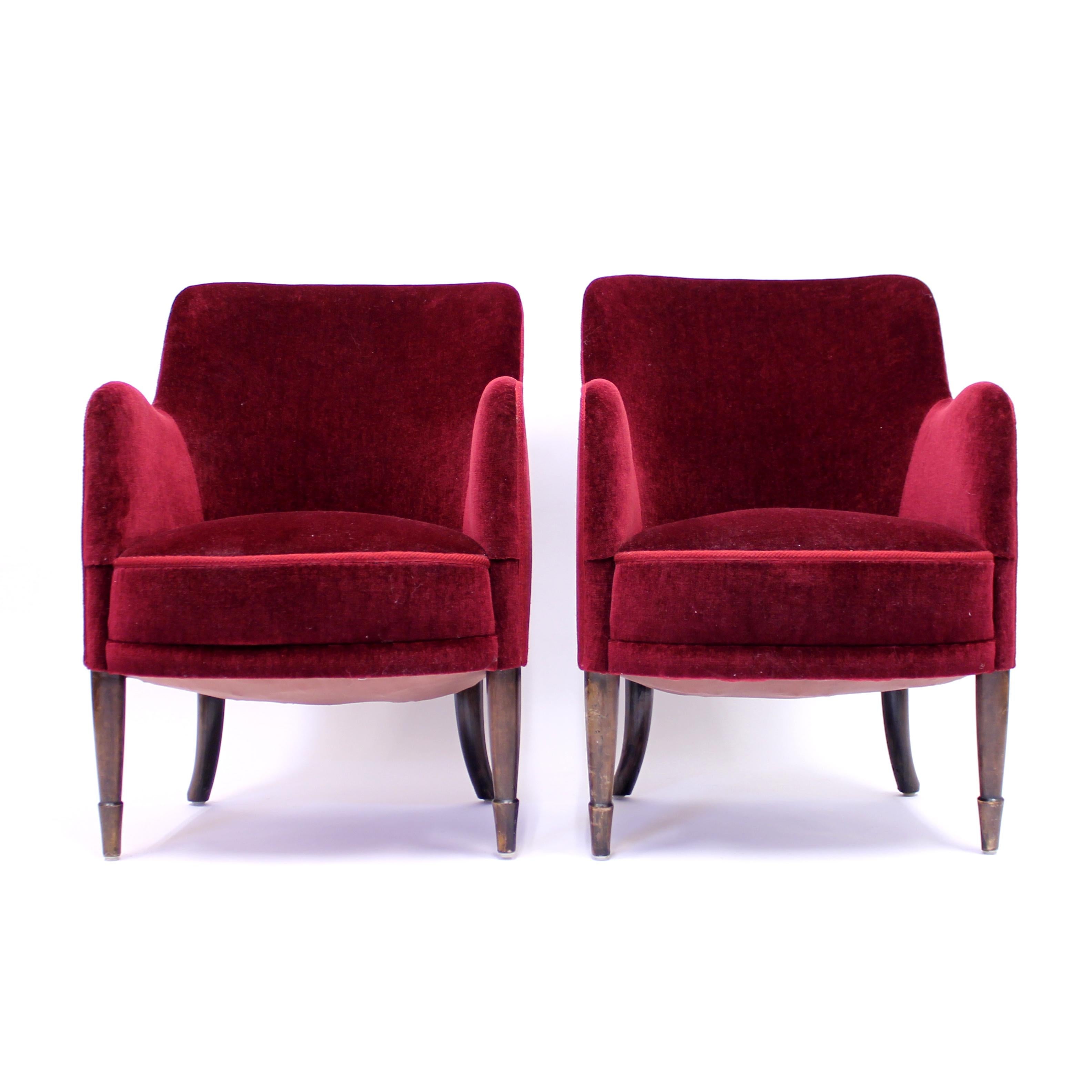 Swedish Carl Malmsten, Pair of Konsert Lounge Chairs for Stockholm Concert Hall, 1926 For Sale