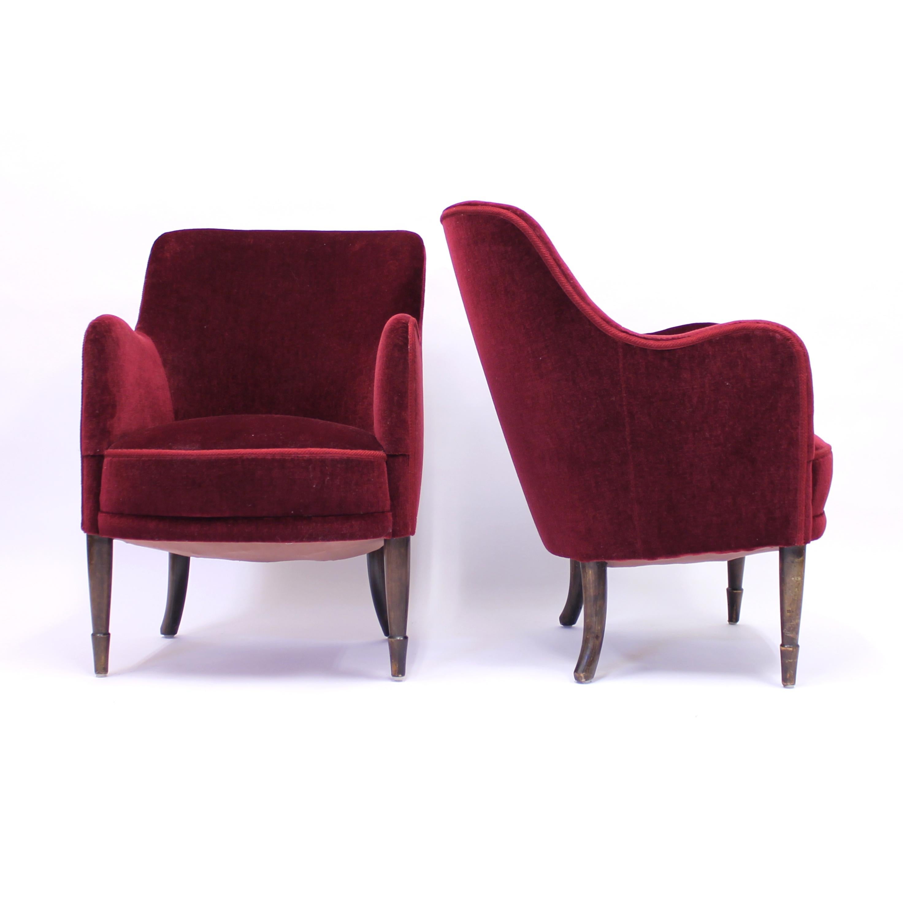 Carl Malmsten, Pair of Konsert Lounge Chairs for Stockholm Concert Hall, 1926 In Good Condition For Sale In Uppsala, SE