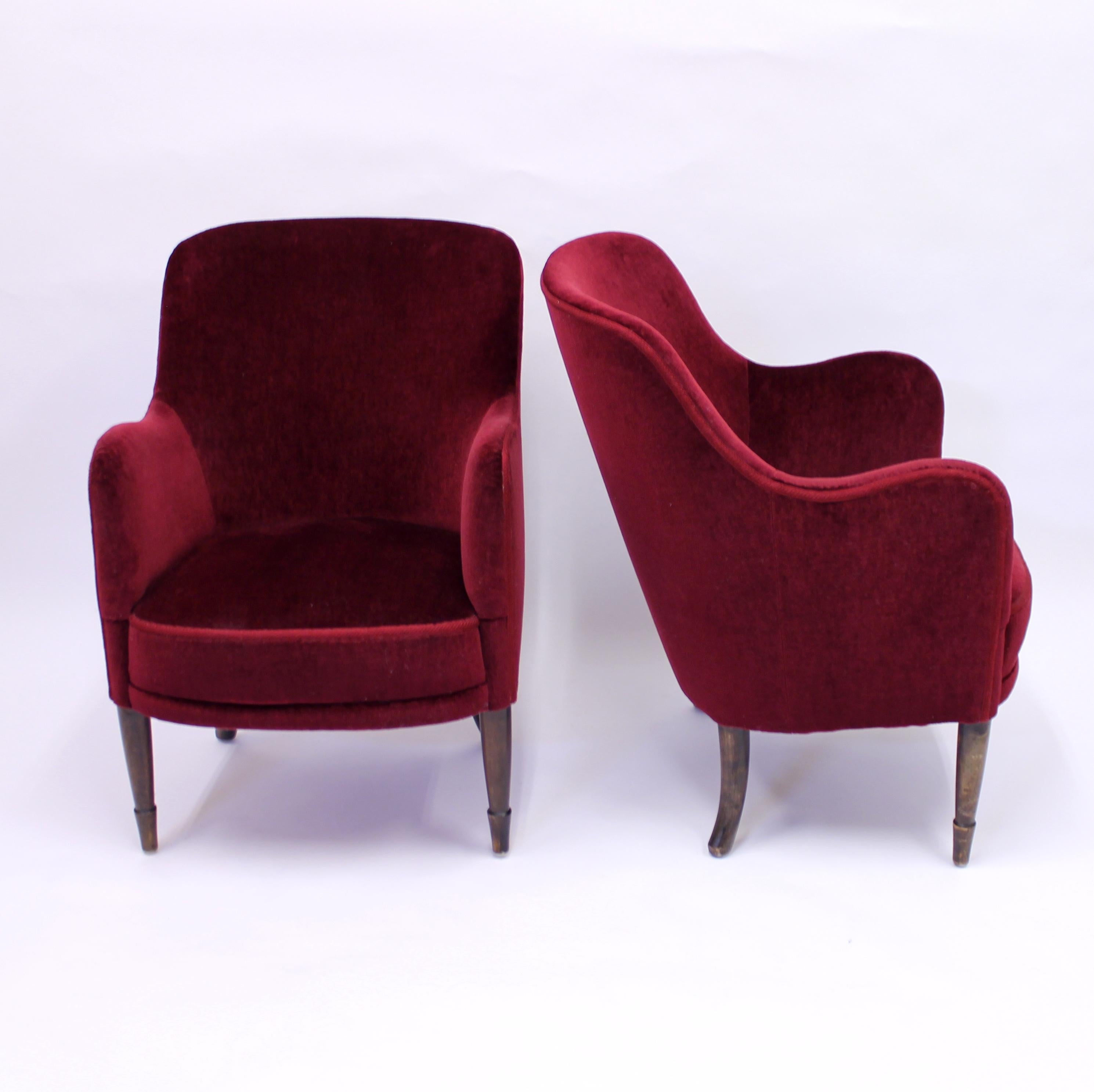 Early 20th Century Carl Malmsten, Pair of Konsert Lounge Chairs for Stockholm Concert Hall, 1926 For Sale