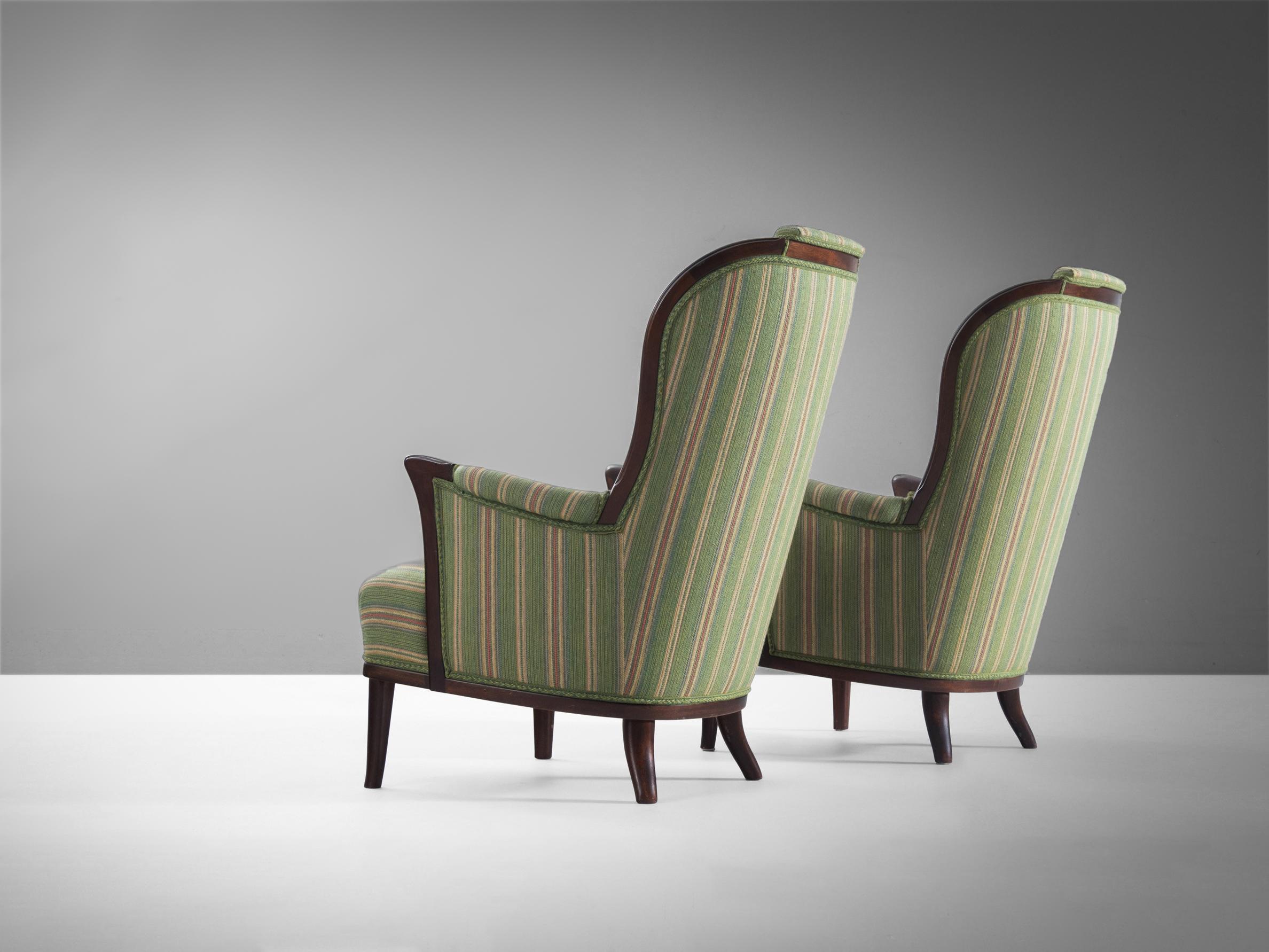 Swedish Carl Malmsten Pair of Lounge Chairs with Original Upholstery