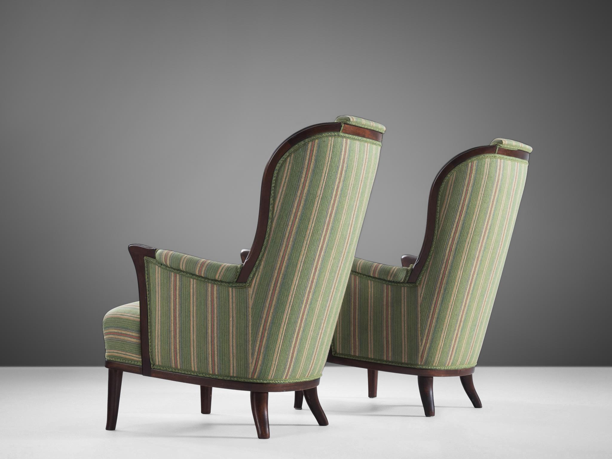 Swedish Carl Malmsten Pair of Lounge Chairs with Original Upholstery 
