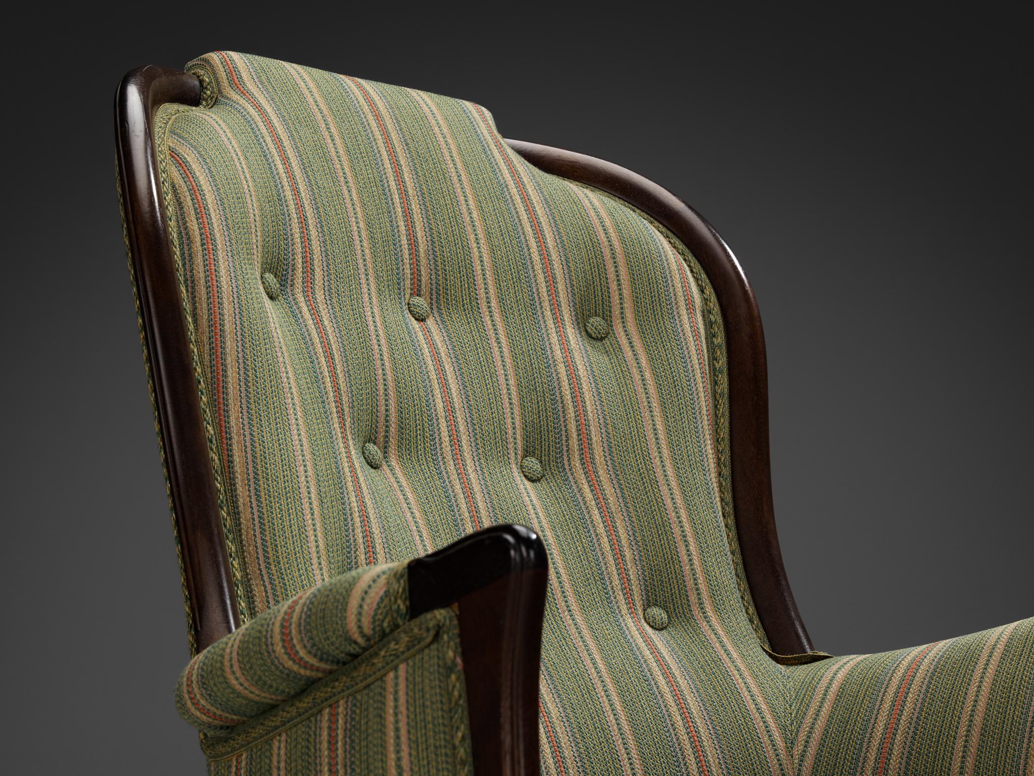 Tissu Paire de chaises longues Carl Malmsten avec tapisserie d'origine 
