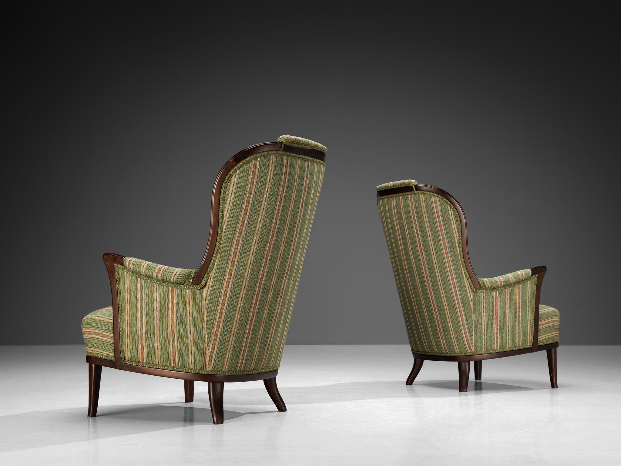 Carl Malmsten Pair of Lounge Chairs with Original Upholstery  For Sale 1