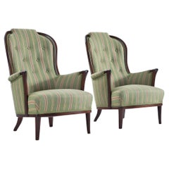Carl Malmsten Pair of Lounge Chairs with Original Upholstery 