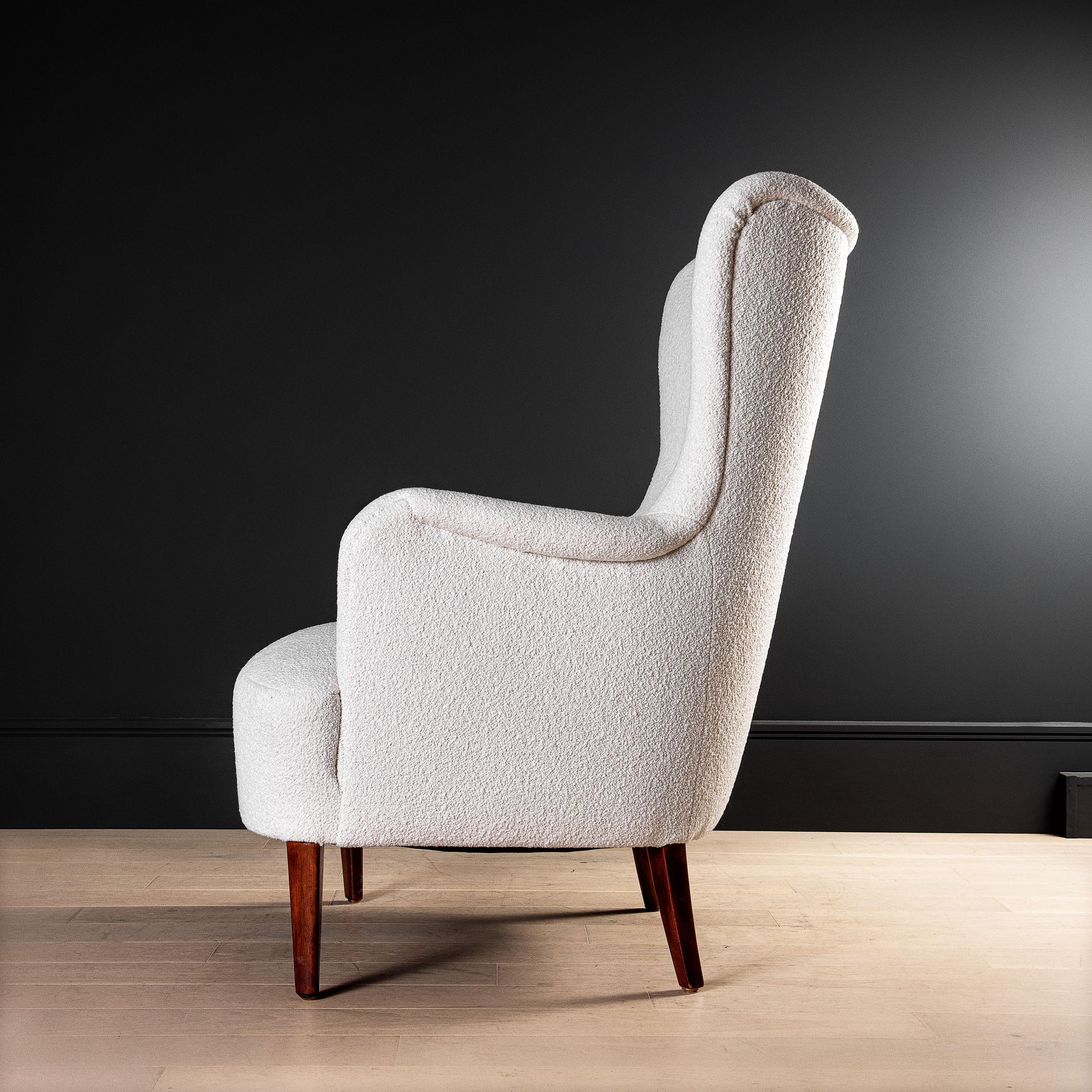 Fabric Swedish 1950's, Lounge Chairs, Carl Malmsten, Patronen, Boucle Reupholstered