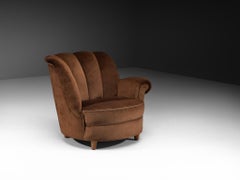 Carl Malmsten 'Redet' Lounge Chair in Brown Velvet and Ash